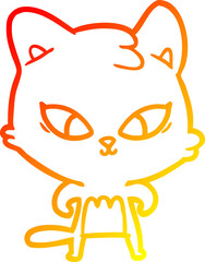 warm gradient line drawing cute cartoon cat