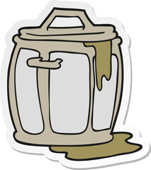sticker of a cartoon dirty garbage can