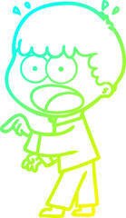 cold gradient line drawing cartoon shocked man pointing