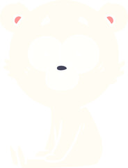 nervous polar bear flat color style cartoon