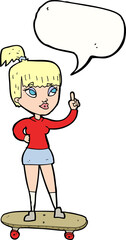 cartoon skater girl with speech bubble