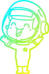 cold gradient line drawing happy cartoon astronaut