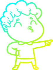 cold gradient line drawing cartoon man pouting