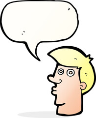 cartoon confused man with speech bubble