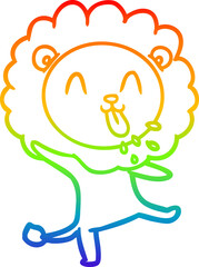 rainbow gradient line drawing happy cartoon lion