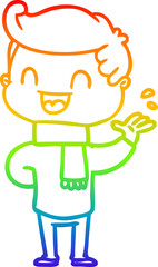 rainbow gradient line drawing cartoon happy man