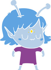 flat color style cartoon alien girl