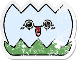 distressed sticker of a cute cartoon water lilly