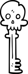 line drawing cartoon spooky skull key