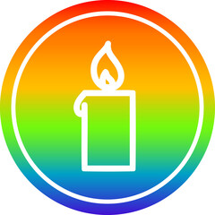 burning candle circular in rainbow spectrum