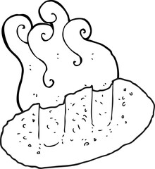 black and white cartoon bread