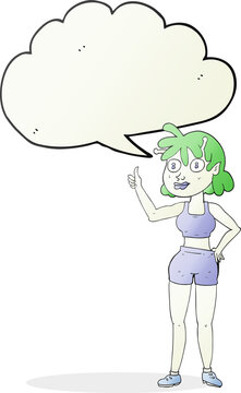 speech bubble cartoon alien gym girl