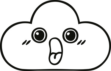 line drawing cartoon snow cloud