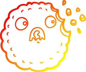 warm gradient line drawing frightened cookie cartoon