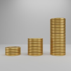 coins on a white background,3d render