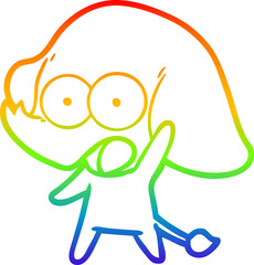 rainbow gradient line drawing cute cartoon elephant