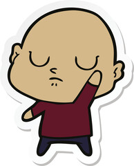 sticker of a cartoon bald man