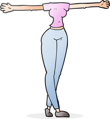 cartoon female body with wide arms