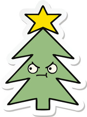 Obraz premium sticker of a cute cartoon christmas tree