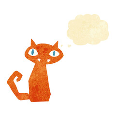 cartoon cat with thought bubble