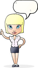 cartoon pretty girl with idea with speech bubble