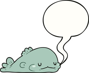cute cartoon fish and speech bubble
