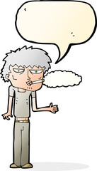 cartoon smoker with speech bubble