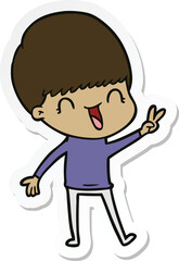 sticker of a happy cartoon boy