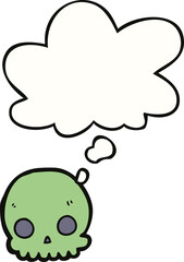 cartoon skull and thought bubble