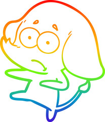 rainbow gradient line drawing cartoon unsure elephant