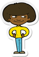 sticker of a cartoon boy with hands on hips