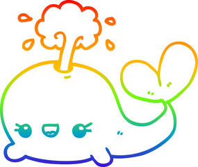 rainbow gradient line drawing cute cartoon whale