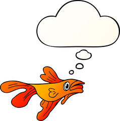 cartoon fighting fish and thought bubble in smooth gradient style