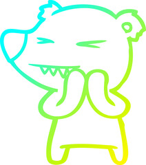 cold gradient line drawing angry polar bear cartoon