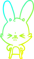 cold gradient line drawing cute cartoon rabbit