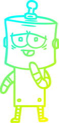 cold gradient line drawing cartoon robot