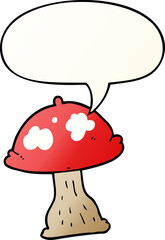cartoon mushroom and speech bubble in smooth gradient style