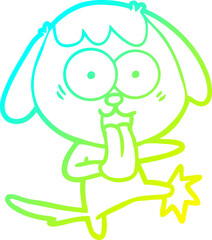 cold gradient line drawing cute cartoon dog
