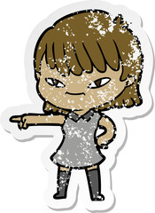 distressed sticker of a cartoon woman