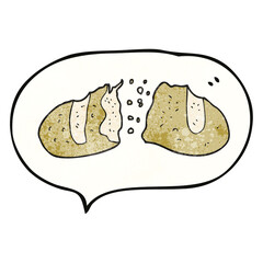 speech bubble textured cartoon loaf of bread