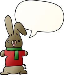 cartoon rabbit and speech bubble in smooth gradient style