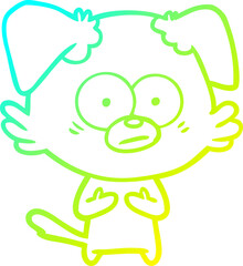 cold gradient line drawing nervous dog cartoon