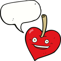 cartoon love heart apple with speech bubble