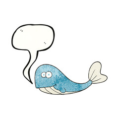 speech bubble textured cartoon whale