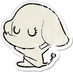 distressed sticker of a cute cartoon elephant