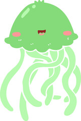 cute flat color style cartoon jellyfish