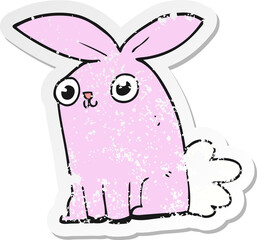 distressed sticker of a cartoon bunny rabbit