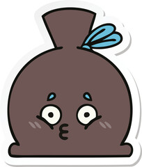 sticker of a cute cartoon sack