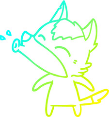 cold gradient line drawing howling wolf cartoon