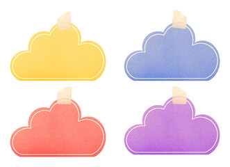 cute cloud shape  sticky notes with adhesive tape strips on transparent background, extracted, isolated, png file